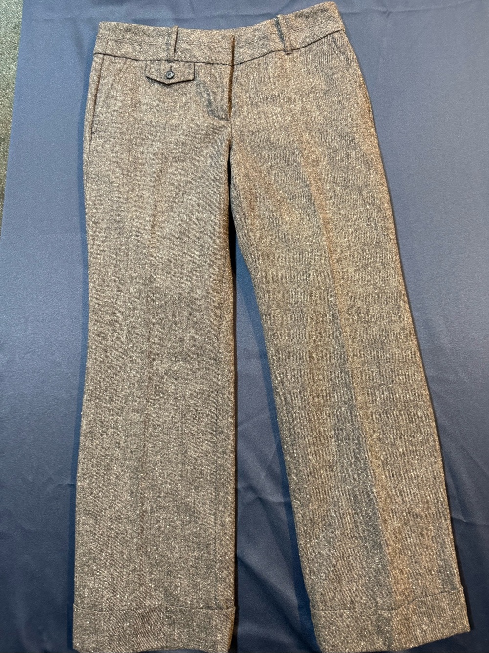 Ann Taylor Straight-Leg Tweed Dress Pants in Gray